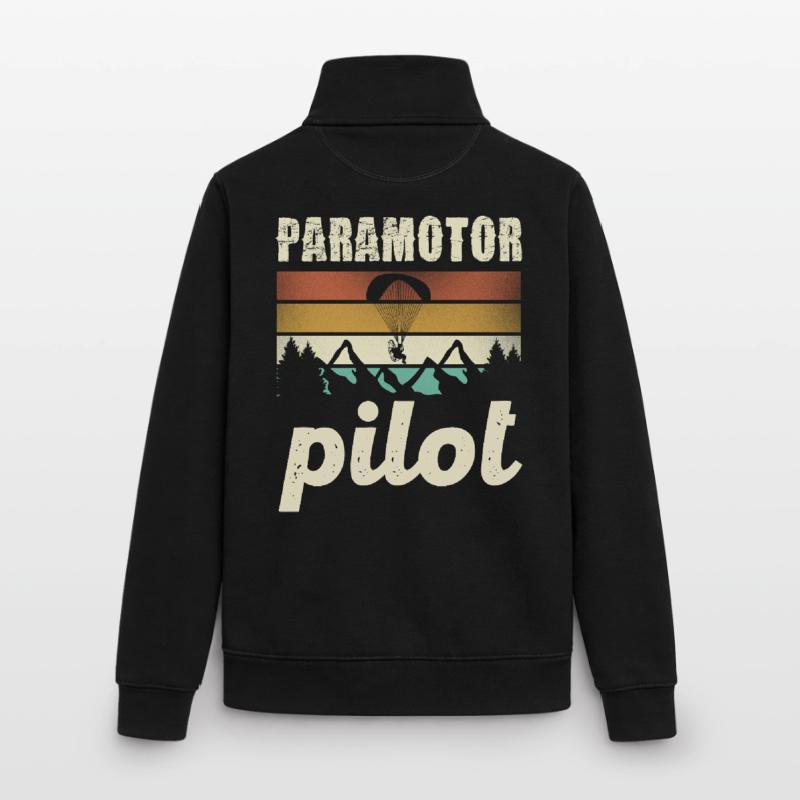 Paramotor Pilot Retro Sunset Unisex Organic Zip Sweatshirt by Stanley/Stella