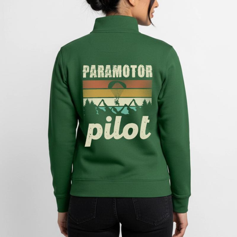 Paramotor Pilot Retro Sunset Unisex Organic Zip Sweatshirt by Stanley/Stella