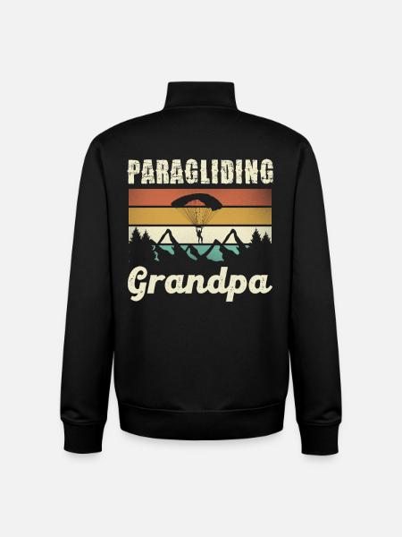 Paragliding Grandpa Retro - Unisex Organic Zip Sweatshirt by Stanley/Stella - black