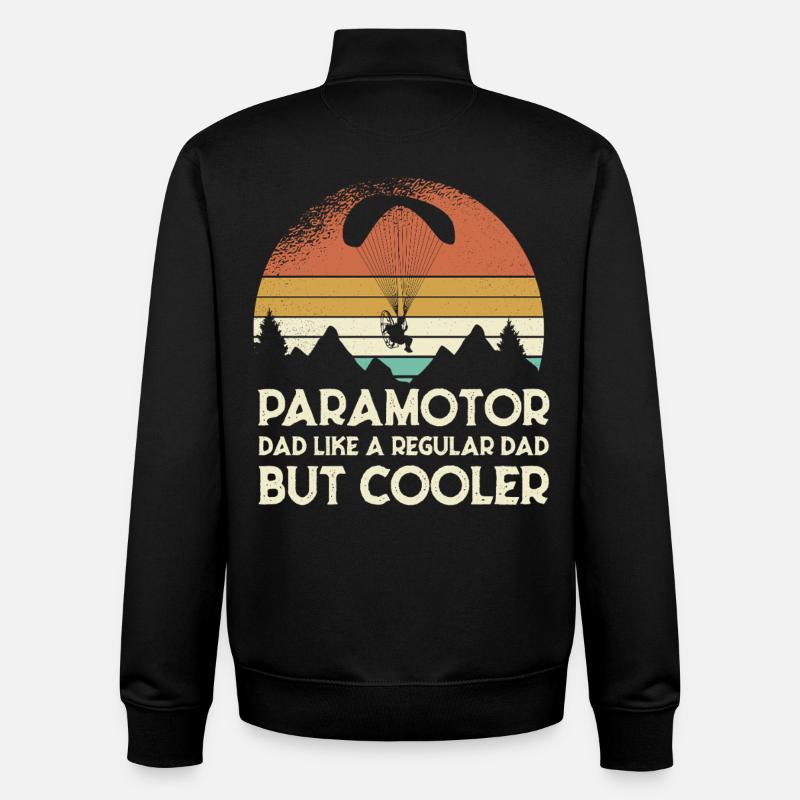 Paramoteur Papa Retro Sunset - Sweat zippé unisexe en coton bio Stanley/Stella - noir
