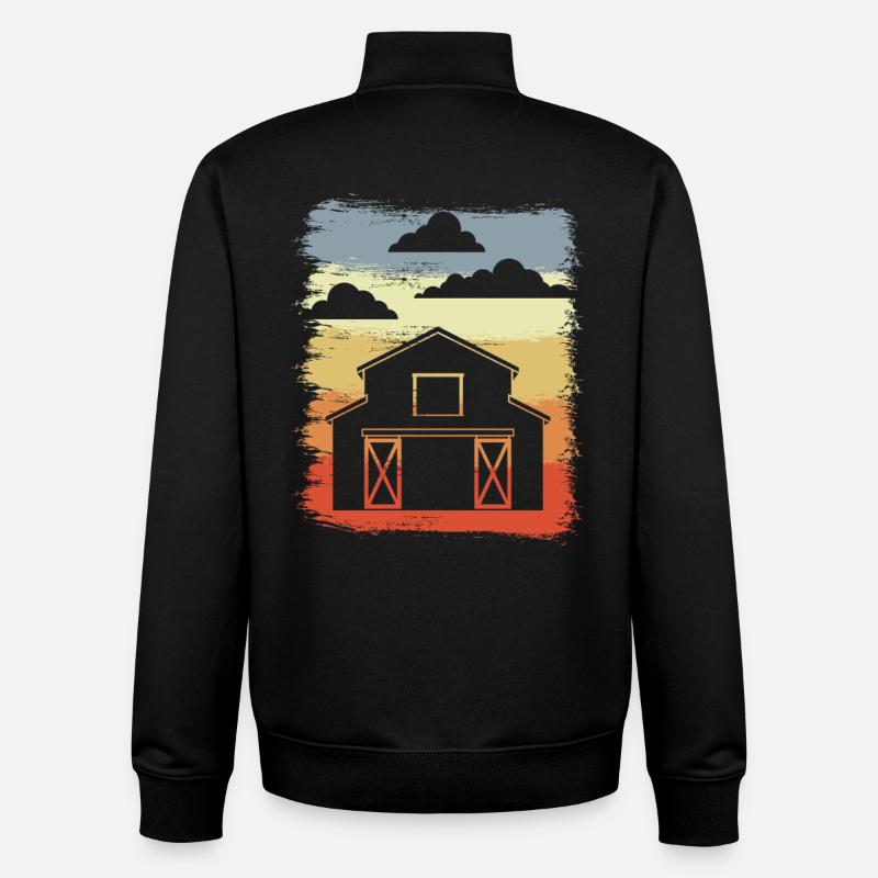 Grange Rétro - Sweat zippé unisexe en coton bio Stanley/Stella - noir