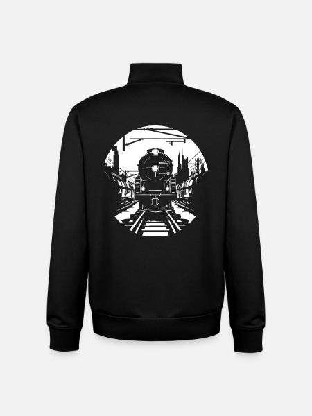 Railway Sketch - Unisex Organic Zip Sweatshirt by Stanley/Stella - black