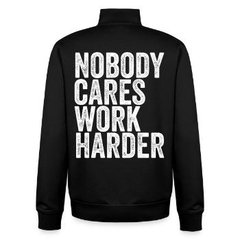 Nobody Cares Work Harder - Unisex Organic Zip Sweatshirt von Stanley/Stella - Schwarz - Hinten - AI Model Male 185 light (185cm)