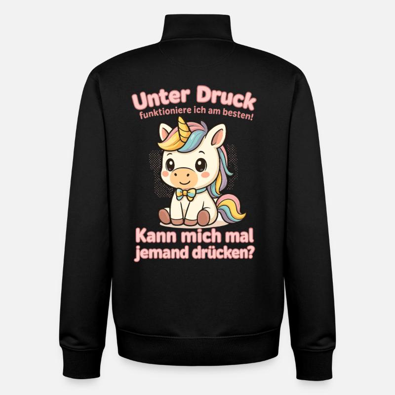 Licorne sous pression - Sweat zippé unisexe en coton bio Stanley/Stella - noir