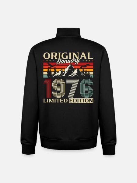 50th Birthday Original January 1976 - Unisex Organic Zip Sweatshirt by Stanley/Stella - black