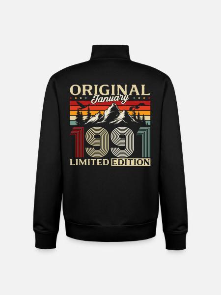 35e anniversaire Original janvier 1991 - Sweat zippé unisexe en coton bio Stanley/Stella - noir