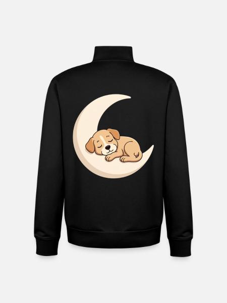 Moon cuddly dog in sleep - Unisex Organic Zip Sweatshirt by Stanley/Stella - black