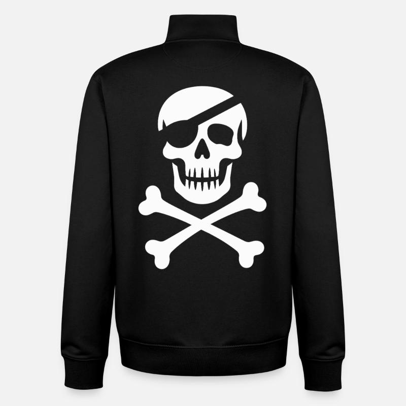 Classic Jolly Roger Pirate Skull - Unisex Organic Zip Sweatshirt by Stanley/Stella - black
