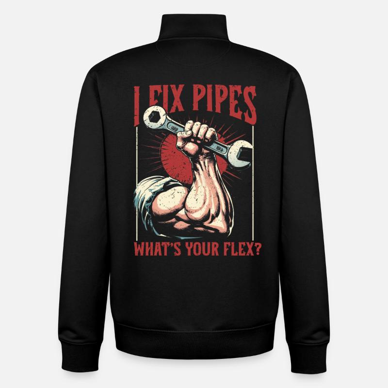 Pipelayer Pipeline Builder I Fix Pipes - Unisex Organic Zip Sweatshirt by Stanley/Stella - black