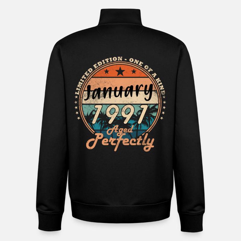 Légende du 35e anniversaire janvier 1991 - Sweat zippé unisexe en coton bio Stanley/Stella - noir