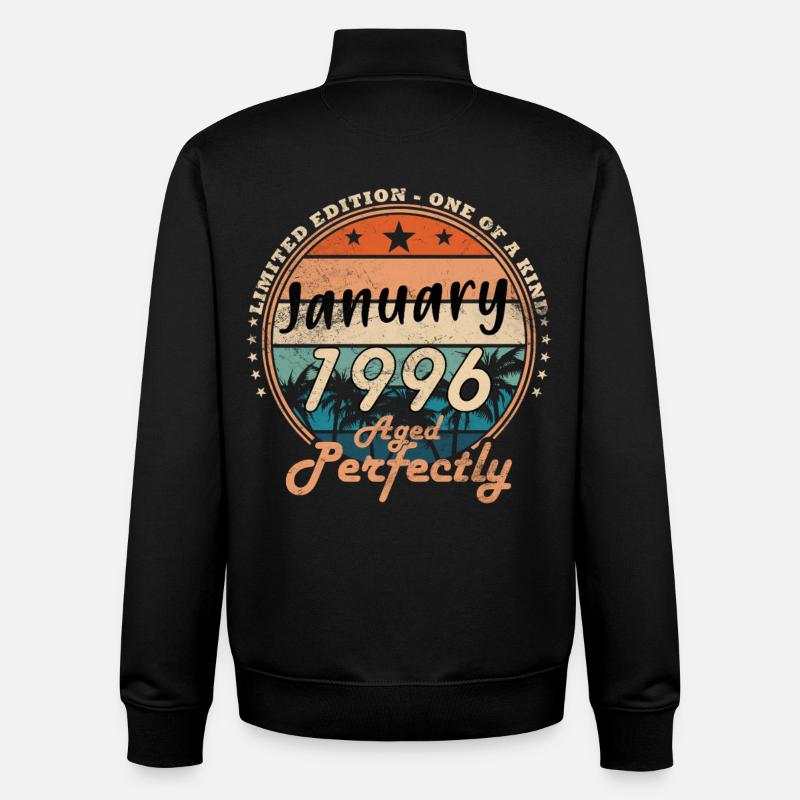 30th Birthday Original January 1996 - Unisex Organic Zip Sweatshirt by Stanley/Stella - black