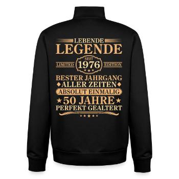 Birthday born in 1976 50 years - Unisex Organic Zip Sweatshirt by Stanley/Stella - black - Back - AI Model Male 185 light (185cm)