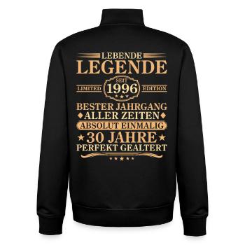 Birthday born in 1996 30 years - Unisex Organic Zip Sweatshirt by Stanley/Stella - black - Back - AI Model Male 185 light (185cm)