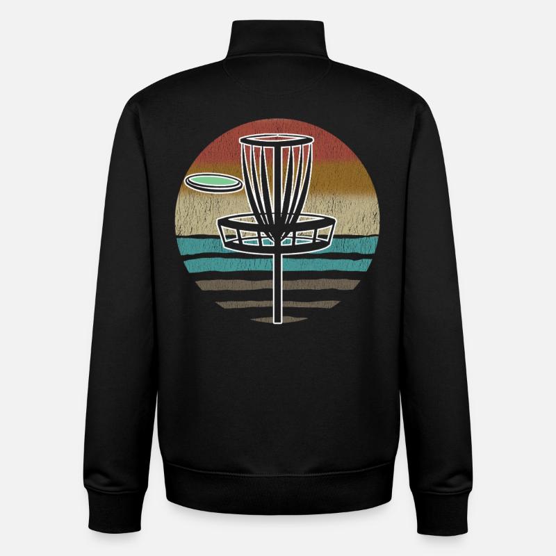 Disc Golf Sunset  - Unisex Organic Zip Sweatshirt by Stanley/Stella - black