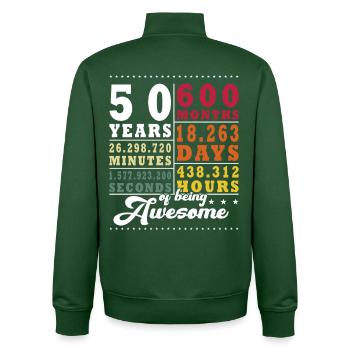 50 Jahre Fünfundvierzigster Geburtstag - Unisex Organic Zip Sweatshirt von Stanley/Stella - Flaschengrün - Hinten - AI Model Male 185 dark (185cm)