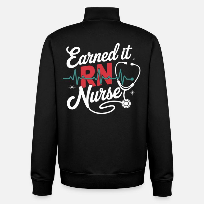 Earned it RNurse - Unisex Organic Zip Sweatshirt by Stanley/Stella - black