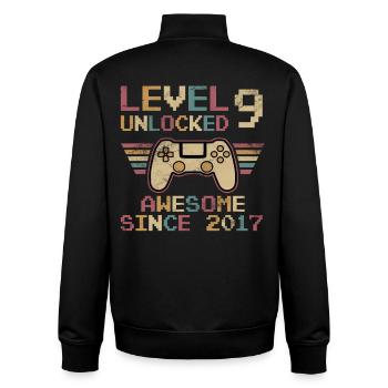 LEVEL 9 UNLOCKED 9TH BIRTHDAY GAMER - Unisex Organic Zip Sweatshirt by Stanley/Stella - black - Back - AI Model Male 185 light (185cm)
