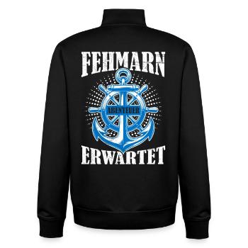 Baltic Sea Holidays FEHMARN AWAITS Fun - Unisex Organic Zip Sweatshirt by Stanley/Stella - black - Back - AI Model Male 185 light (185cm)