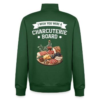 Plateau de charcuterie, viande, fromage, nourriture pour les amateurs de fromage - Sweat zippé unisexe en coton bio Stanley/Stella - vert bouteille - Dos - AI Model Male 185 dark (185cm)
