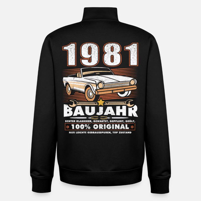 Birthday - Oldtimer 1981 - Unisex Organic Zip Sweatshirt by Stanley/Stella - black