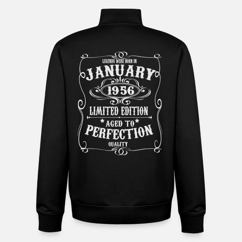 Legends-were-born-in-January-1956 - Unisex Organic Zip Sweatshirt by Stanley/Stella - black