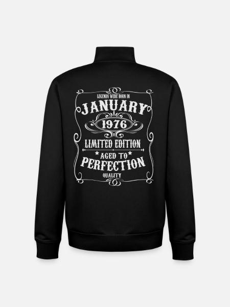 Legends-were-born-in-January-1976 - Unisex Organic Zip Sweatshirt by Stanley/Stella - black