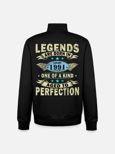 35th Birthday Legend January 1991 - Unisex Organic Zip Sweatshirt by Stanley/Stella - black