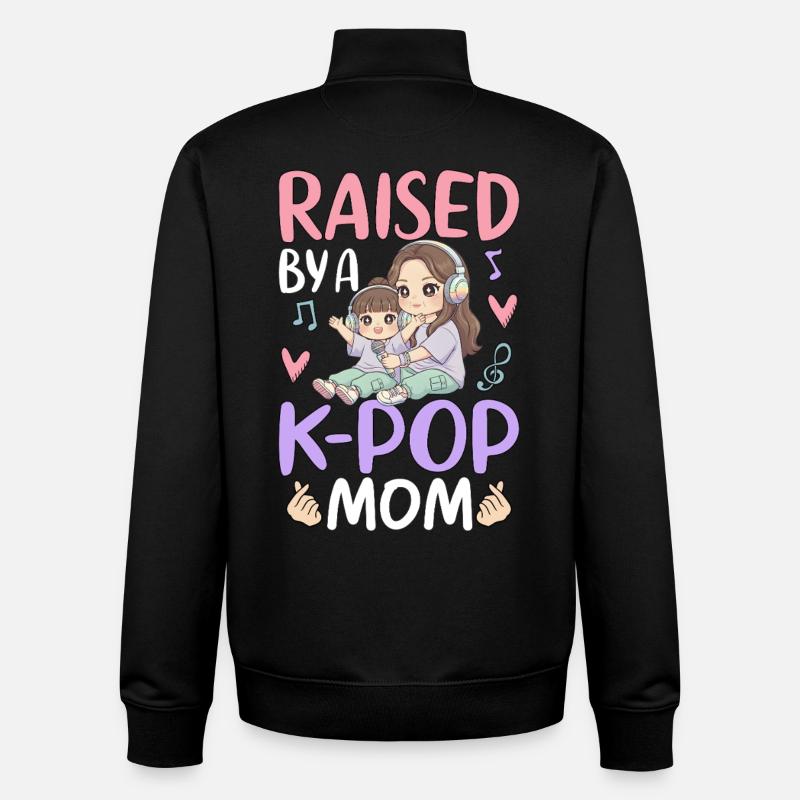 Raised By A K-Pop Mom - Unisex Organic Zip Sweatshirt by Stanley/Stella - black