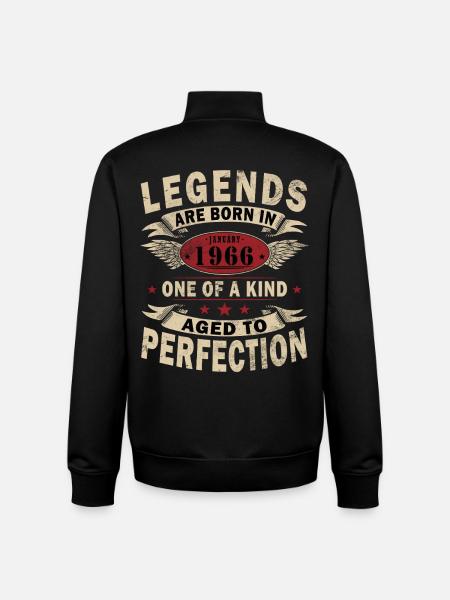 Legends-were-born-in-January-1966 - Unisex Organic Zip Sweatshirt by Stanley/Stella - black
