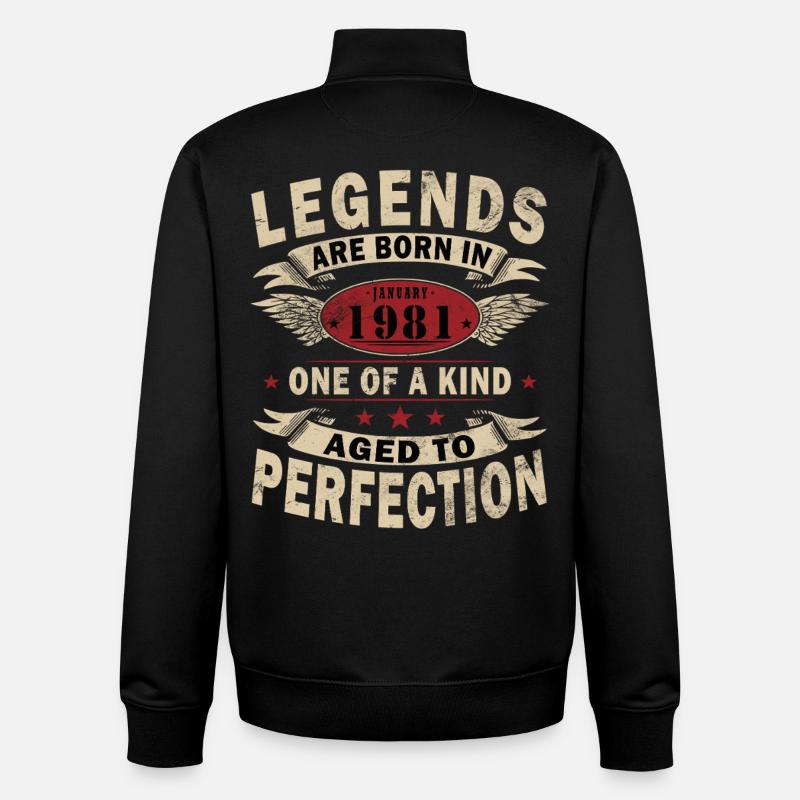 45th Birthday Original January 1981 - Unisex Organic Zip Sweatshirt by Stanley/Stella - black