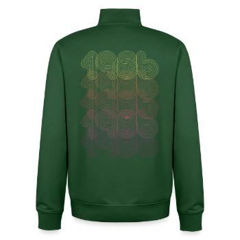 1986 Cadeau Anniversaire Rétro Futuriste Vintage - Sweat zippé unisexe en coton bio Stanley/Stella - vert bouteille - Dos - AI Model Male 185 dark (185cm)