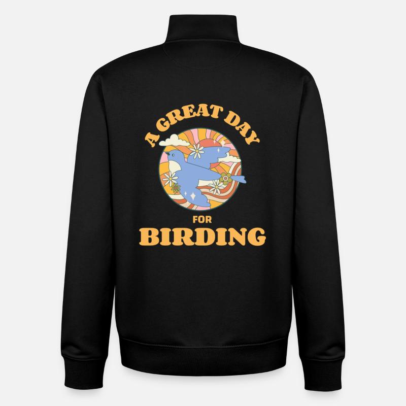 A Great Day for Birding - Unisex Organic Zip Sweatshirt by Stanley/Stella - black