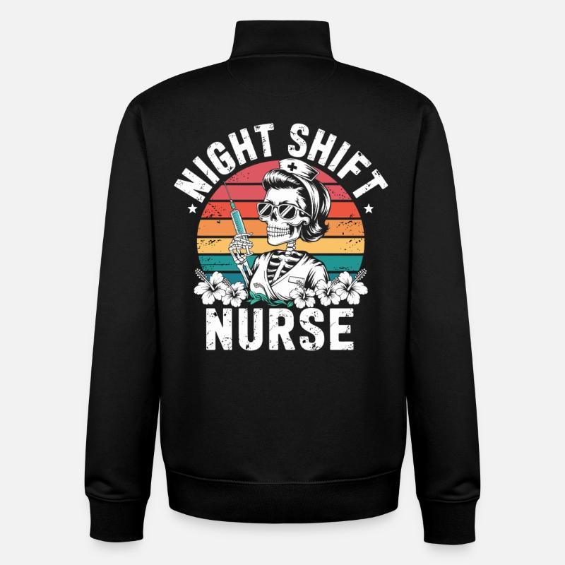 Infirmière de nuit rétro - Sweat zippé unisexe en coton bio Stanley/Stella - noir