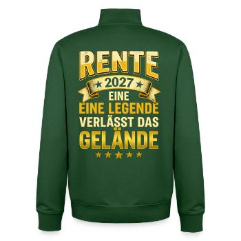 Rente 2027 – Eine Legende verlässt Gelände - Unisex Organic Zip Sweatshirt von Stanley/Stella - Flaschengrün - Hinten - AI Model Male 185 dark (185cm)