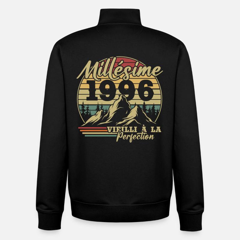 Millésime 1996 - Sweat zippé unisexe en coton bio Stanley/Stella - noir