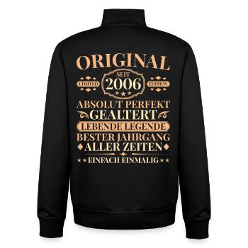 Vintage 2006 Perfectly Aged 20th Birthday - Unisex Organic Zip Sweatshirt by Stanley/Stella - black - Back - AI Model Male 185 light (185cm)