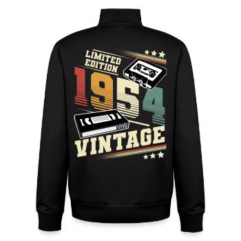 1954 Year of birth Year of manufacture Birthday vintage - Unisex Organic Zip Sweatshirt by Stanley/Stella - black - Back - AI Model Male 185 light (185cm)