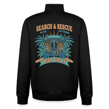 Search And Rescue No Disc Left Behind Disc Golf - Unisex Organic Zip Sweatshirt von Stanley/Stella - Schwarz - Hinten - AI Model Male 185 light (185cm)
