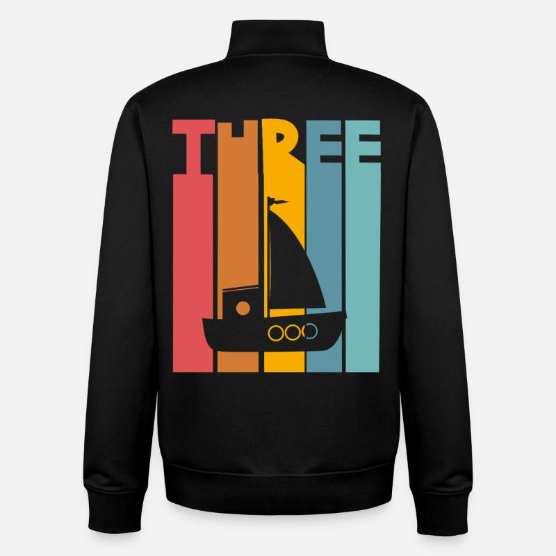 3rd Birthday Sailing Ship - Unisex Organic Zip Sweatshirt by Stanley/Stella - black