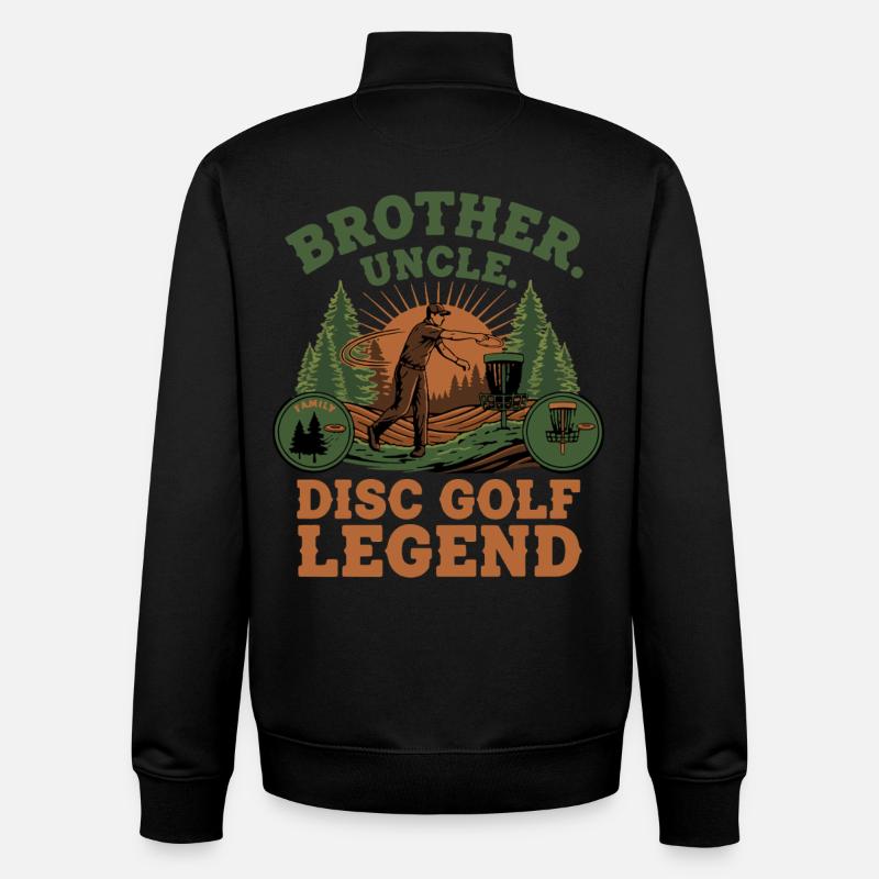 Brother Uncle Disc Golf Legend Scenic - Unisex Organic Zip Sweatshirt by Stanley/Stella - black