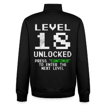 Level 18 Unlocked - Unisex Organic Zip Sweatshirt by Stanley/Stella - black - Back - AI Model Male 185 light (185cm)