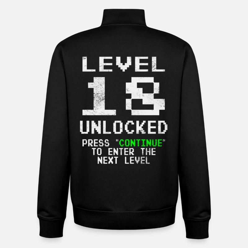 Level 18 Unlocked - Unisex Organic Zip Sweatshirt by Stanley/Stella - black