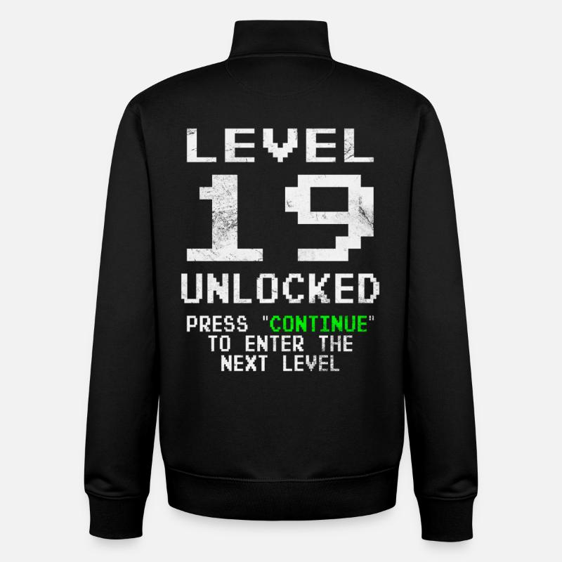 Gamer Level 19 Unlocked - Gaming - Unisex Organic Zip Sweatshirt by Stanley/Stella - black