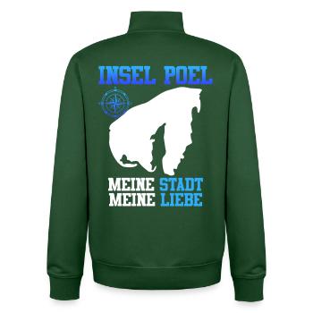 ISLAND OF POEL MY CITY MY LOVE Funny - Unisex Organic Zip Sweatshirt by Stanley/Stella - bottle green - Back - AI Model Male 185 dark (185cm)