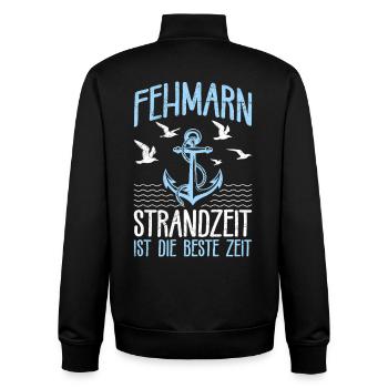 Baltic Sea FEHMARN BEACH TIME THE BEST TIME - Unisex Organic Zip Sweatshirt by Stanley/Stella - black - Back - AI Model Male 185 light (185cm)