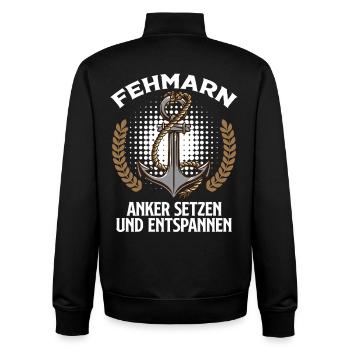 FEHMARN ANCHOR SETTING AND RELAXING Fun - Unisex Organic Zip Sweatshirt by Stanley/Stella - black - Back - AI Model Male 185 light (185cm)