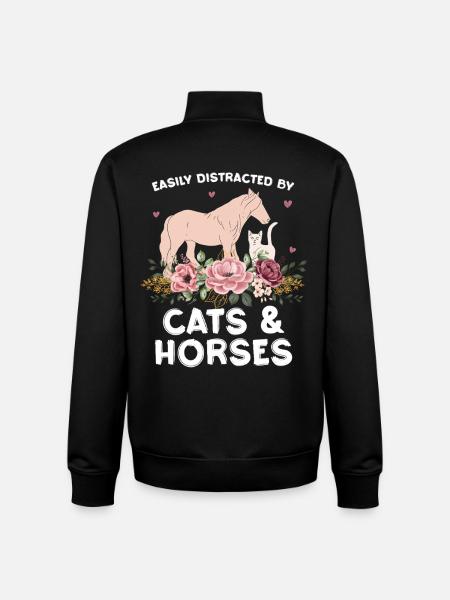 Katzen & Pferde im Blumenarrangement - Unisex Organic Zip Sweatshirt von Stanley/Stella - Schwarz