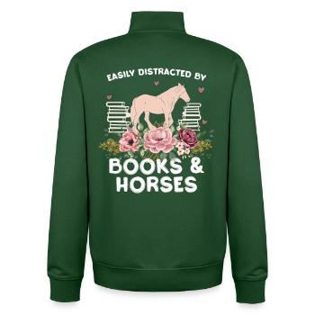 Horse & Flowers: Love of Books - Unisex Organic Zip Sweatshirt by Stanley/Stella - bottle green - Back - AI Model Male 185 dark (185cm)