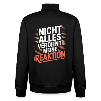 No matter No reaction - Unisex Organic Zip Sweatshirt by Stanley/Stella - black - Back - AI Model Male 185 light (185cm)