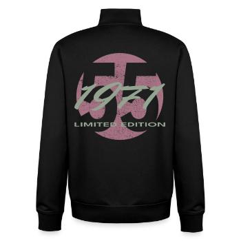 55e anniversaire 1971 cadeau pour hommes et femmes - Sweat zippé unisexe en coton bio Stanley/Stella - noir - Dos - AI Model Male 185 light (185cm)